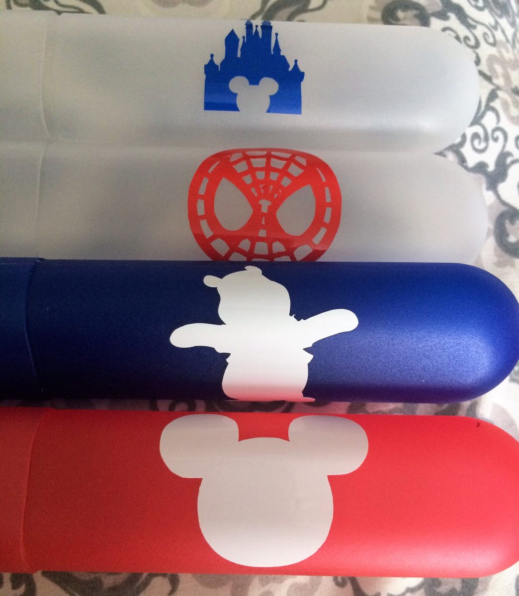 Vinyl Disney Characters on Travel Toothbrush Holders