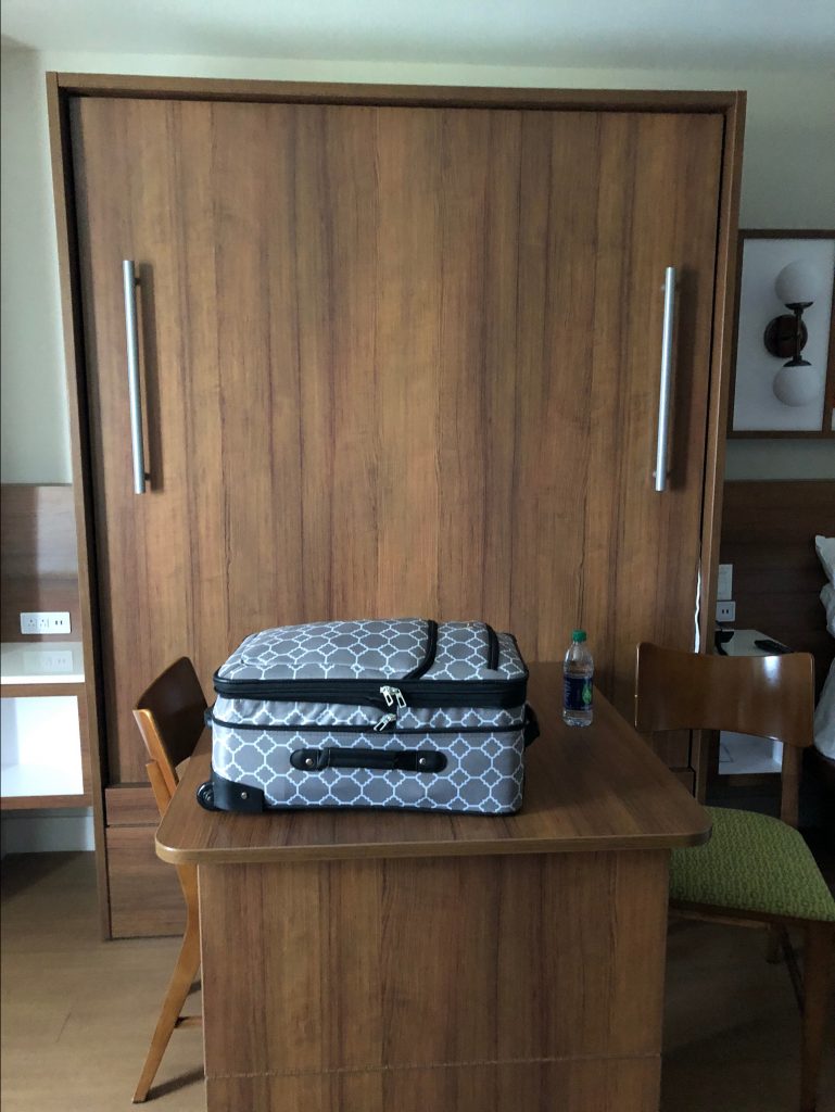 Fold up the Murphy Bed to reveal a handy table