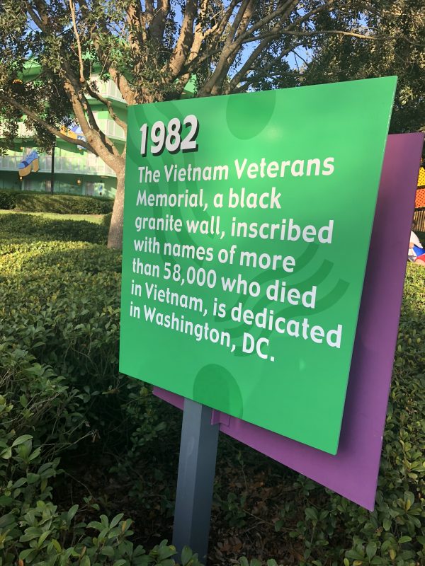 Facts are scattered throughout the Pop Century Resort in Walt Disney World