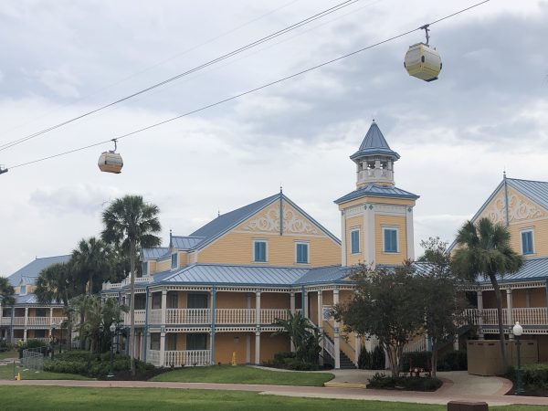 Skyliner over looking Resort Rooms at Disney's Caribbean Beach Resort