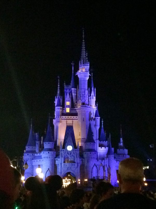 Cinderella Castle at night in Disney's Magic Kingdom