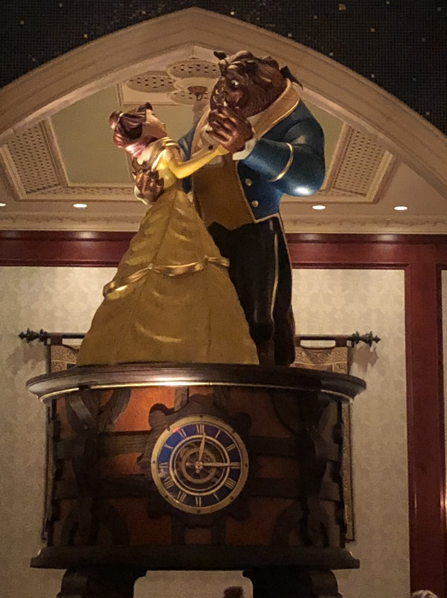 Beauty and the Beast Statue, dancing together, at Be Our Guest