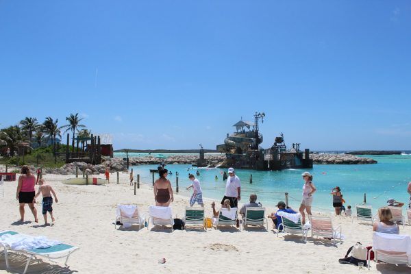 Families relaxing and having fun on Castaway Cay