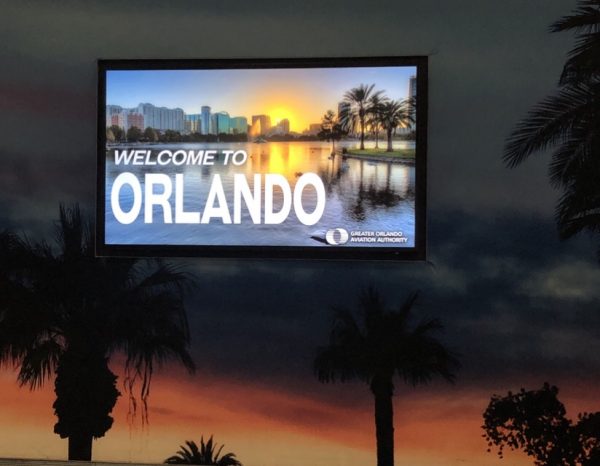 Welcme to Orlando Sign at the Orlando International Airport