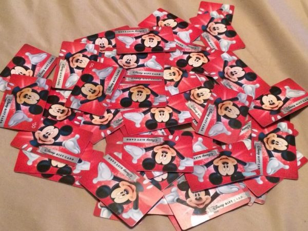 A pile of Disney Gift Cards