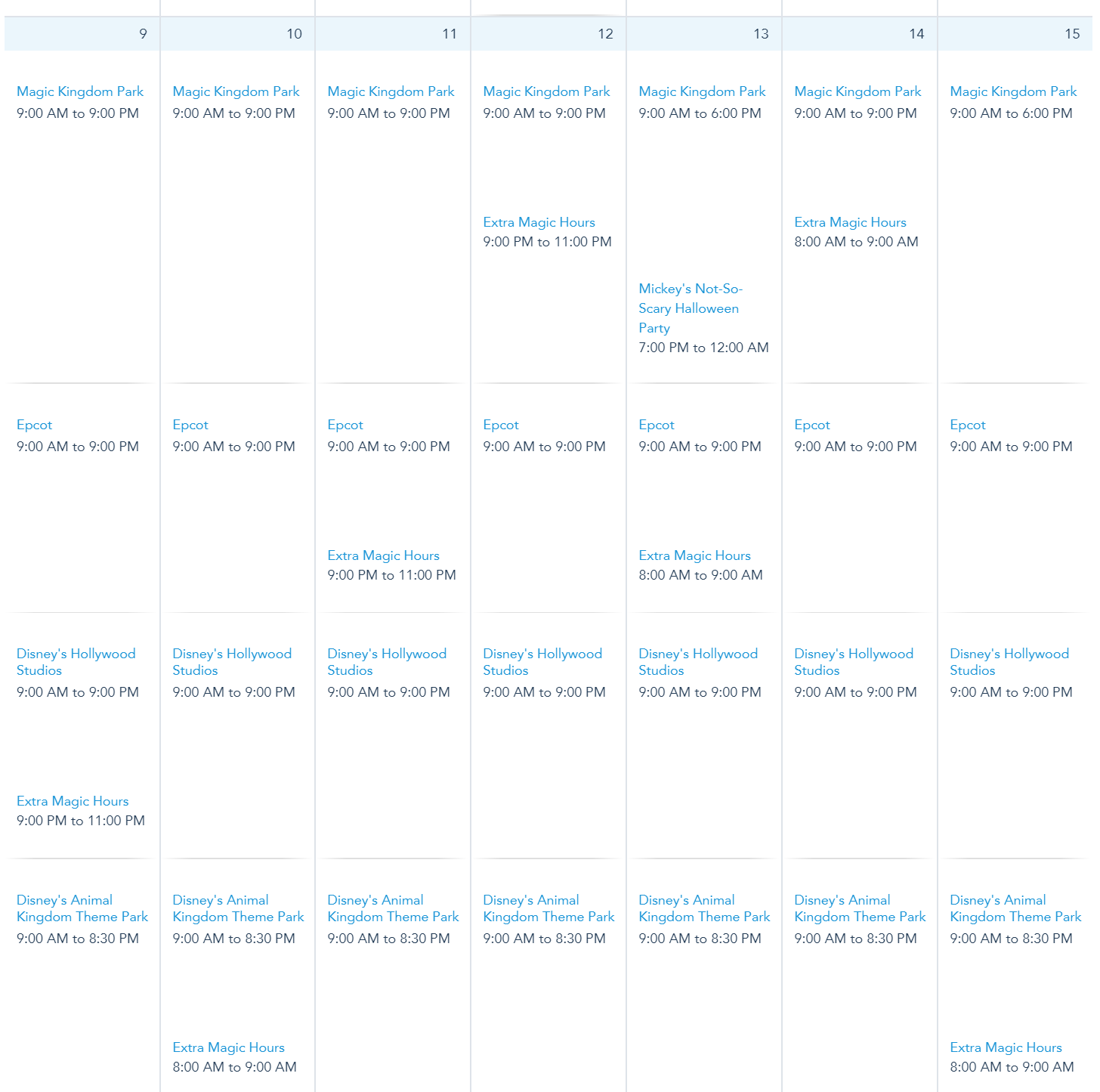 Walt Disney World Calendar