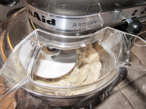 'Ohana Pineapple-Coconut Breakfast Bread dough being blended in a stand mixer