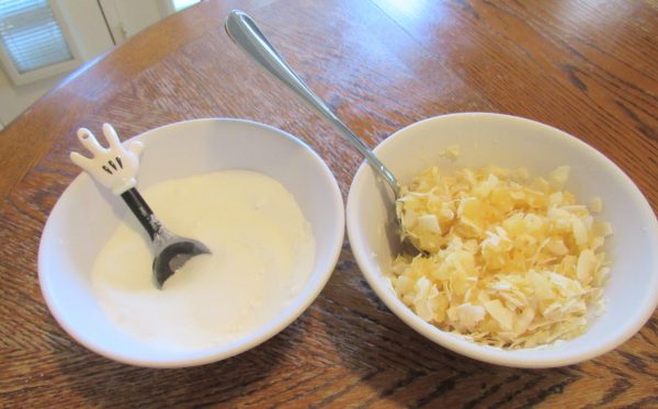 pineapple and coconut mixtures, prior to combining