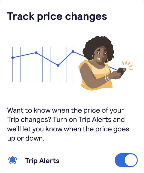Using a Skyscanner App to track price changes