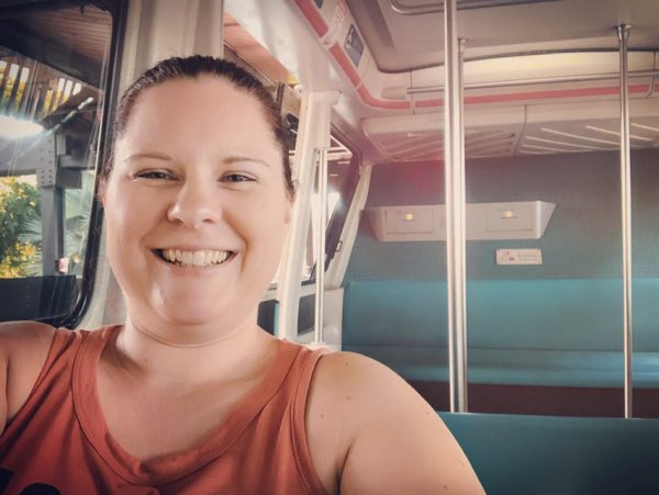 Taking a selfie on the Walt Disney World Monorail