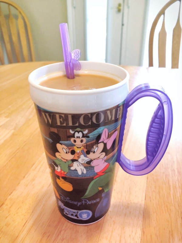 A Disney Reusable Cup of Joffrey's Iced Coffee and a Wondersip straw
