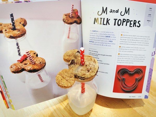Disney Eats cookbook and the milk and cookies it inspired
