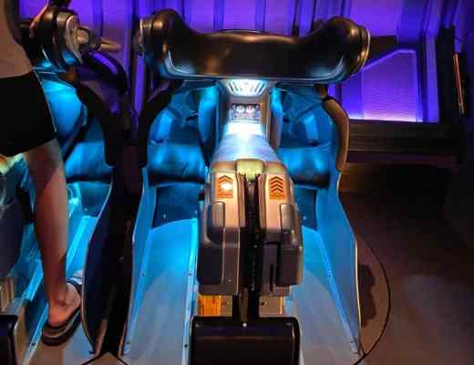 Looking at the ride vehicle for Flight of Passage from behind