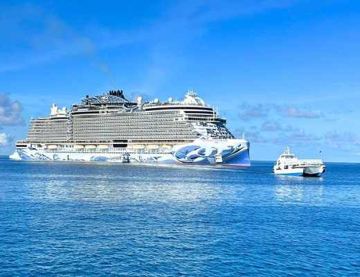 the Norwegian Prima in crystal blue waters